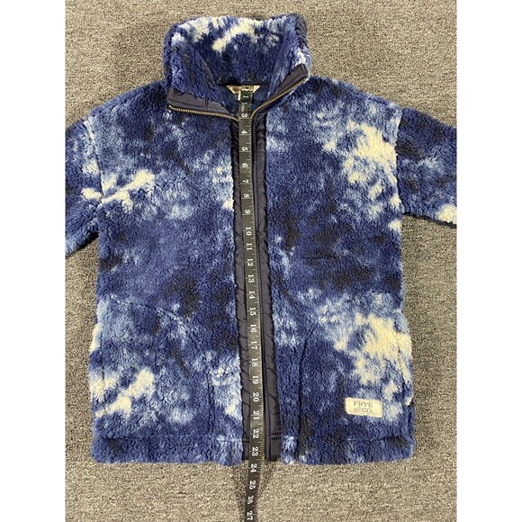 Frye Fleece Sherpa Full Zip Tie Dye Dream Jacket Blue White Womens Extra Small - Picture 5 of 12
